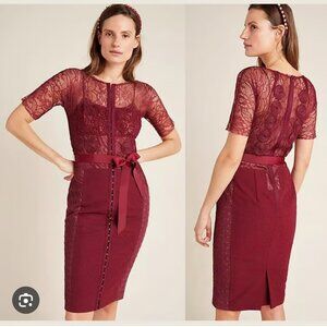 Anthropologie featuring Byron Lars Beguile Carissima Burgundy Sheath Dress